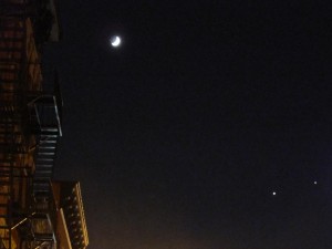 The moon with Jupiter and Venus nearby