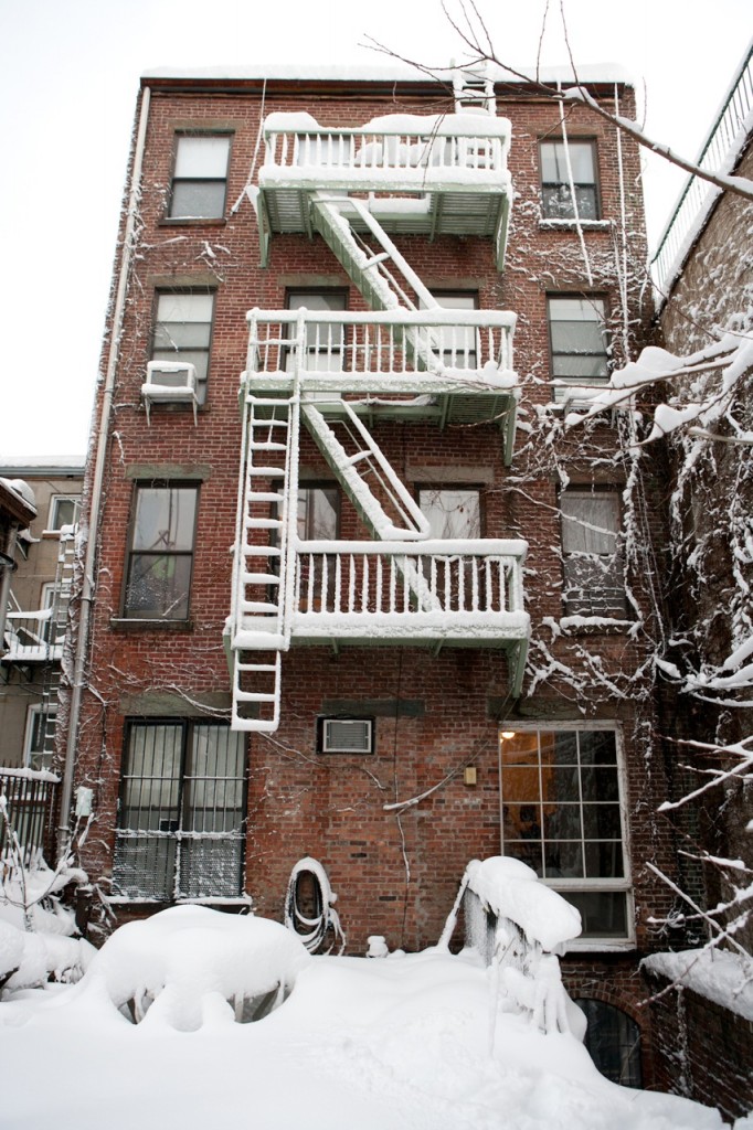 Snow on our fire escape