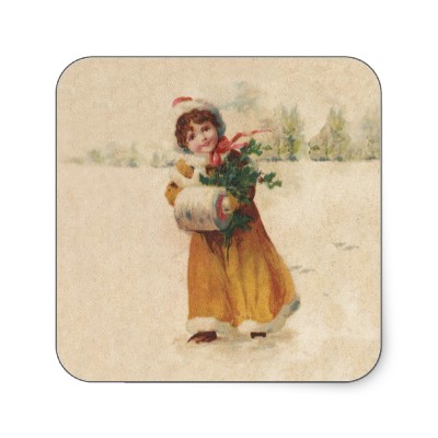 vintage_snow_child_in_yellow_coat_square_sticker-p217245853675582102bah05_400